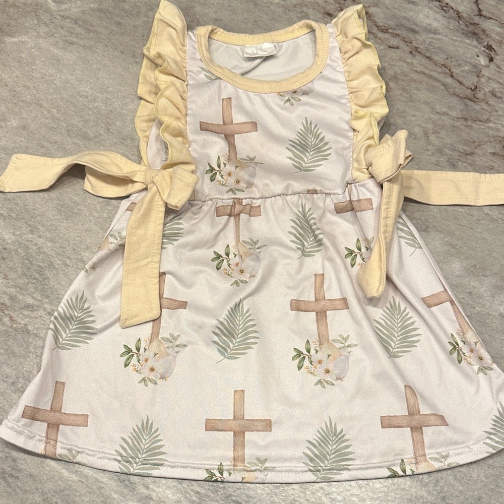 Charming Cream and Yellow Kids Dress